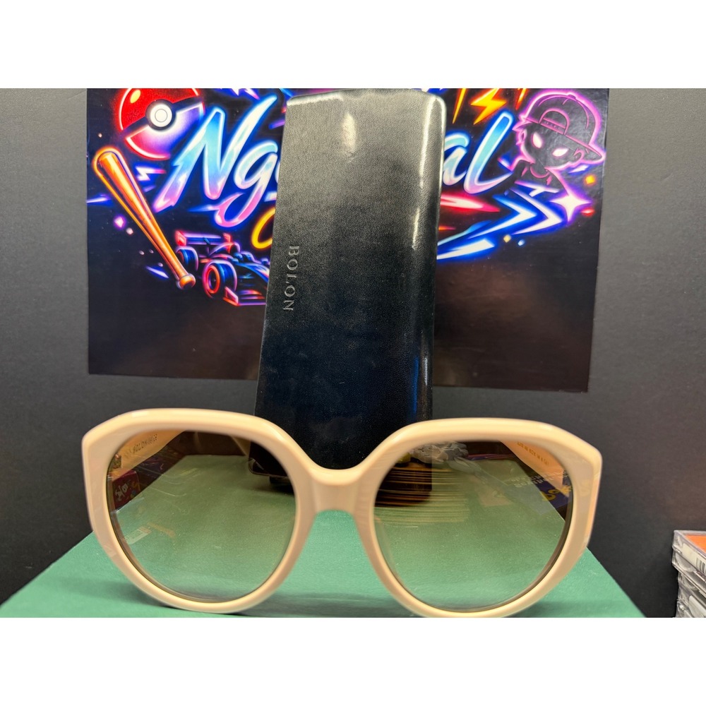 Bolon BL3130 A92 Oversized Cream Sunglasses Gold Logo Designer Eyewear  Womens